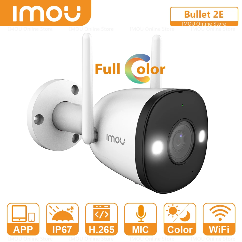 Telecamera Wifi Imou Bullet 2E Telecamera Ip Esterna 2Mp Telecamere Di Sorveglianza Per Visione Notturna A Colori Ip67 Soft Ap Onvif Resistente Alle I