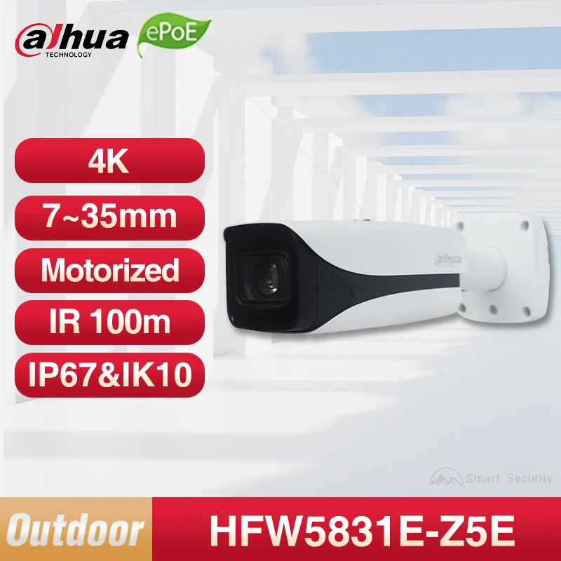 Dahua 4K Obiettivo Motorizzato Telecamera Ip Esterna 7Mm ~ 35Mm Zoom Automatico Ir Visione Notturna 100M 8Mp Fotocamera Antivandalo Eoe Ipc-Hfw5831E-Z