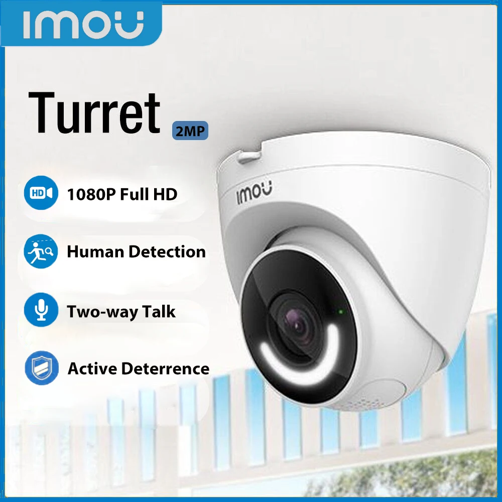 Imou Camera Torretta 2Mp Visione Notturna Deterrente Attivo Rilevamento Umano Conversazione Bidirezionale Telecamere Di Sorveglianza Domestica Intelli