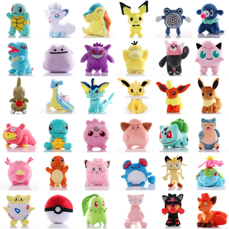 Nuovo Pikachu Bulbasaur Charmander Squirtle Pokemon Peluche Ripiene Toy Psyduck Eevee Snorlax Gengar Jigglypuff Regali