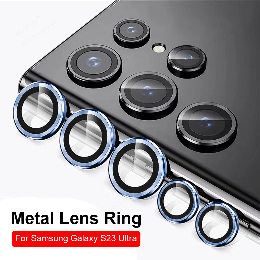 Per Samsung Galaxy S23 Ultra Camera Lens Protector Metal Camera Ring Case Glass Per Samsung S 23 S23Ultra Plus 5G Cappuccio Protettivo