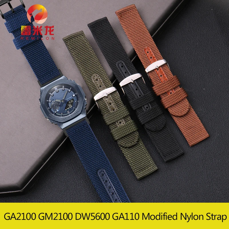 Per Casio Gshock Gm2100 Ga2100 Ga2110 Dw5600 Gw-5000 5035 Gw-M5610 Ga110 Cinturino In Nylon Traspirante Modificato