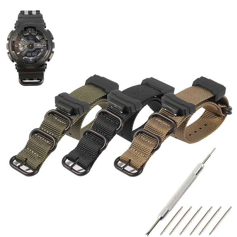 Adattatore Da 16Mm + Conversione Hd Kit Cinturino In Nylon Raf Adatto Per Accessori Per Cinturini Casio Gshock Ga120 Ga100 5600 Gwm5610 Dw6600