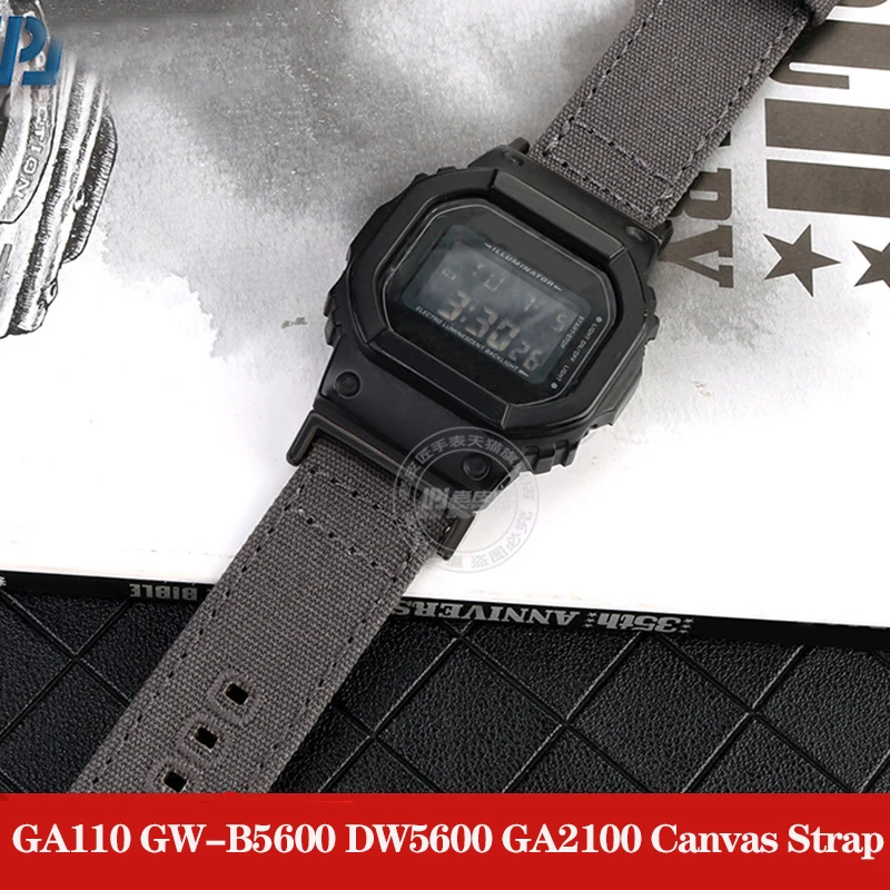 Cinturino In Nylon Per Casio Gshock Ga110 Gw-B5600 Dw5600 Ga2100 Ga2110 Cinturino Per Orologio In Tela Modificata Kaki Nero Verde