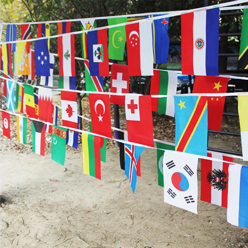 Aerlxemrbrae 14*21Cm String Flag 32 Paesi In Tutto Il Mondo Nations Flag Small Flag Hanging Flags