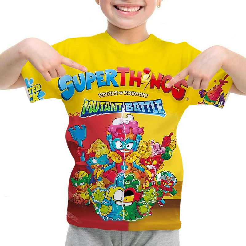 Superzings Mutant Battle T-Shirt O-Collo Ragazze Ragazzi Manica Corta Tees Cartoon Superthings T Shirt Estate Top Abbigliamento Per Bambini