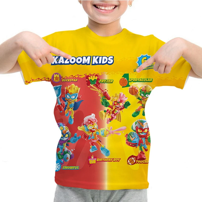 Gioco Superthings T-Shirt Per Bambini Casual Girocollo Top Estate Ragazzi Cartoon Mutant Battle T Shirt Cute Girls Tees Abbigliamento Per Bambini