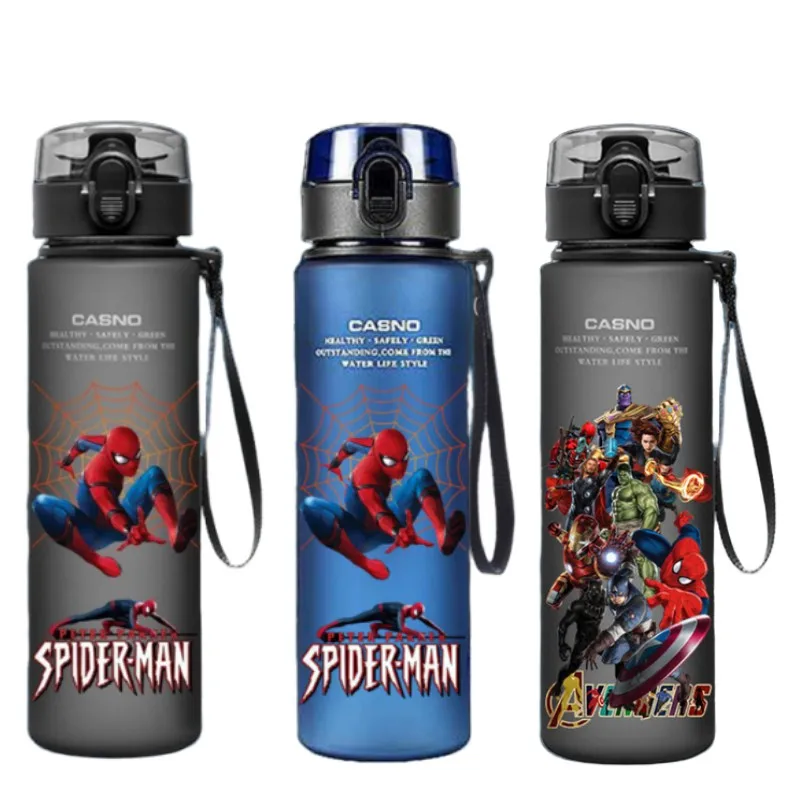 Spiderman Hulk Anime Bottiglia D'Acqua Iron Man Captain America Boys Cartoon Plastic Drinking Cups Bambini Adult Water Glass 560Ml