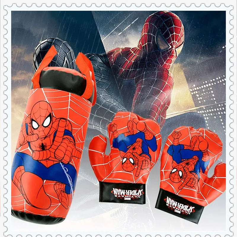 Spider Man Children'S Mini Boxing Set Glove + Bag Anime Cartoon Cute Sports Toy Allenamento Fisico Boy Girl Birthday X-Mas Gift Kid