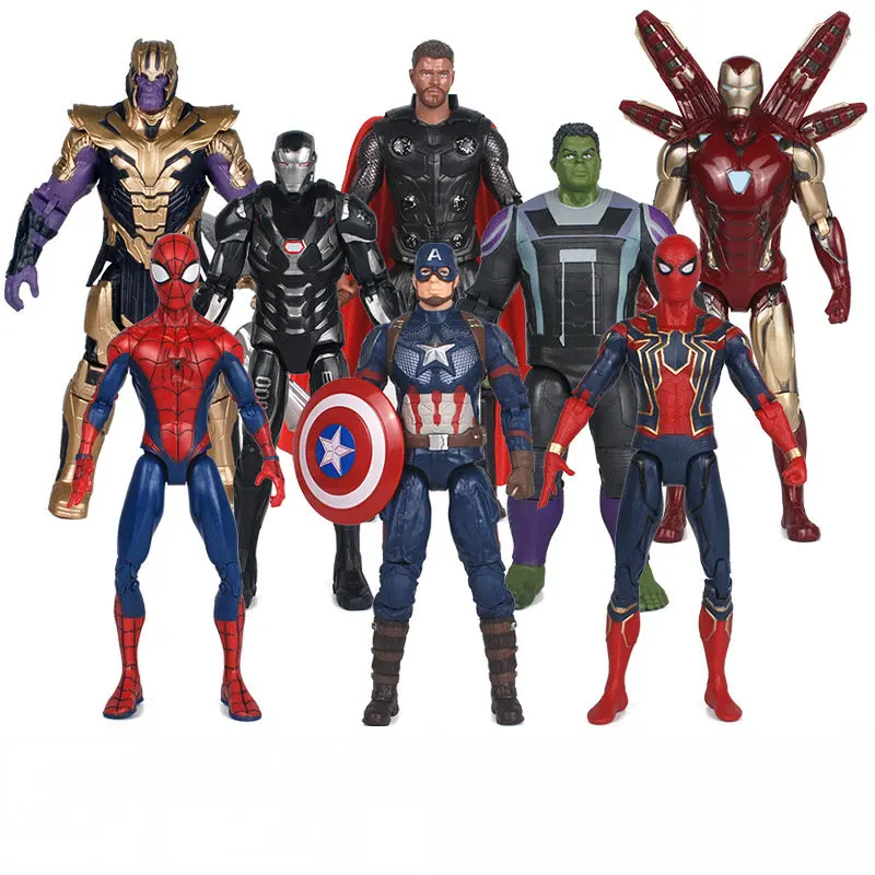 18Cm Marvel Avengers Venom Spiderman Captain America Wolverine Hulk Iron Man Groot Thanos Collection Action Figure Hot Toys Kids