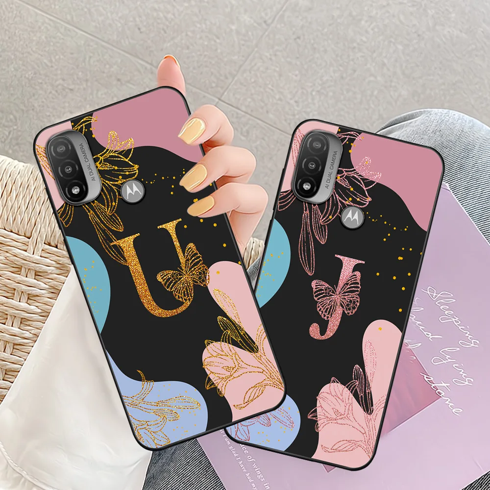 Per Motorola Moto E20 Custodia Per Moto E40 Soft Silicone Fashion Flower Letters Cover Per Moto E20 E 40 Funda E30 E20 Bumper Coque