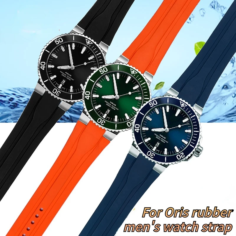 24Mm * 12Mm Lug End Cinturino In Gomma Fluorurata Da Uomo Per Oris Aquis 7730 7740 Cinturino In Silicone Cinturino In Acciaio Inossidabile Chiusura Pi