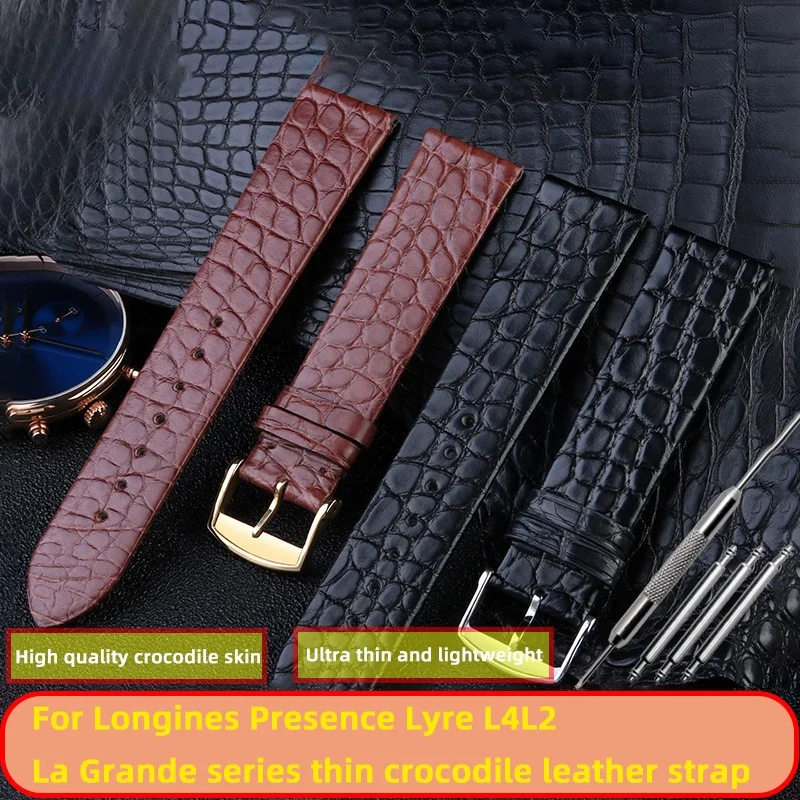 Cinturino Per Orologio In Pelle Di Coccodrillo Sottile Per Longines Presence Lyre Band Per Uomo E Donna L4 L2 La Grande Series 13 14 16 18 19 20Mm