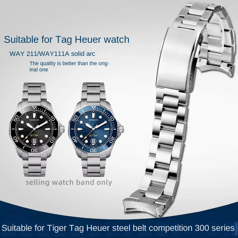 Cinturino Curvo Da 20.5Mm 21.5Mm Per Tag Heuer Carrera Cinturino In Metallo Aquaracer 300 Vie 211/Way111A Cinturino Per Orologio In Acciaio Solido Di 