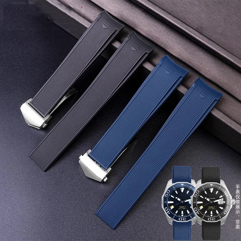Cinturino Per Orologio In Gomma Siliconica Per Tag Heuer Carrera Aquaracer 300 Way201A Way211C Bracciale Per Orologio Blu Nero 20Mm 22Mm
