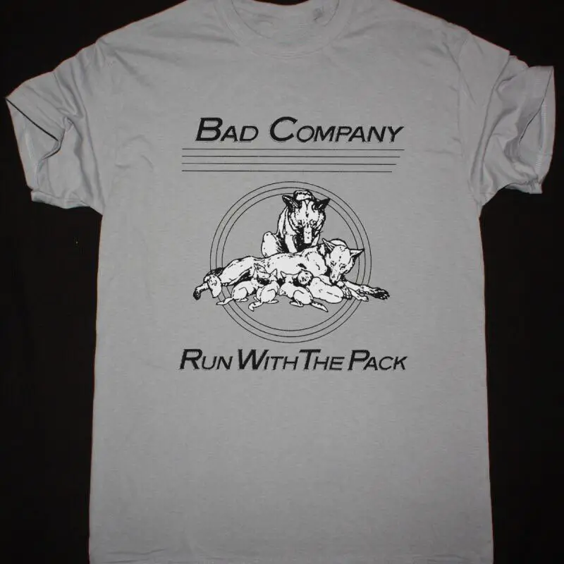 Vtg Bad Company Run With The Pack Cotton Sport Grey Full Size Camicia Unisex Mm645 Maniche Lunghe O Corte