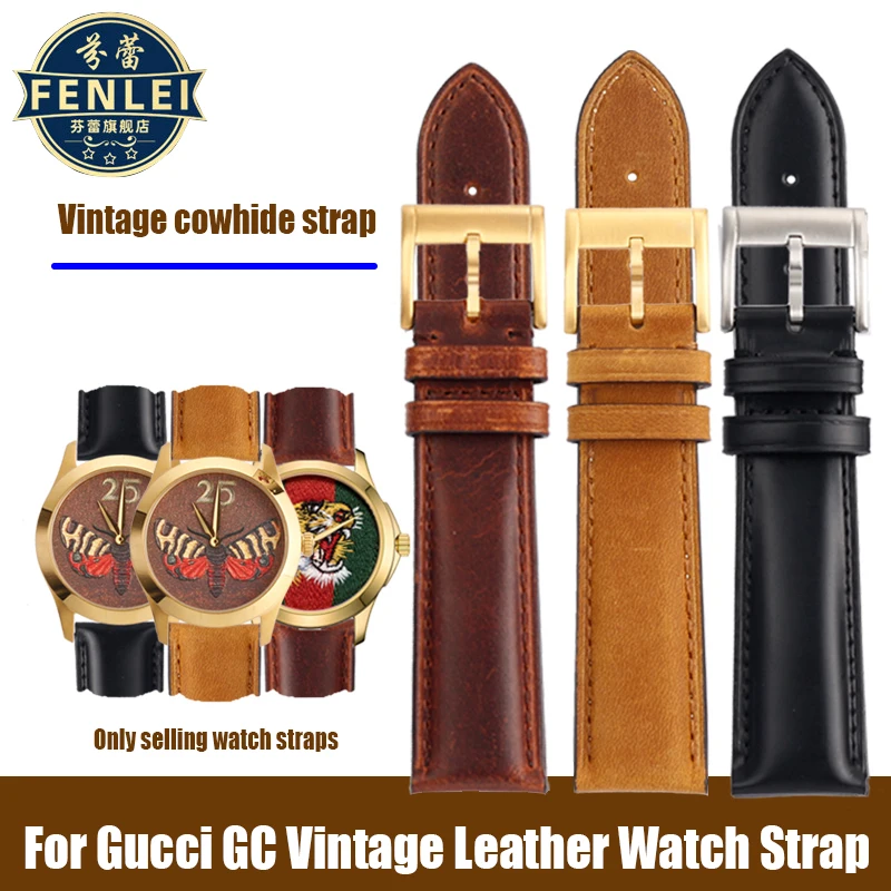 Per Gucci Little Bee Cinturino Per Orologio In Pelle G-C 126.3 Cinturino Per Orologio 126.4 Bracciale Vintage In Pelle Bovina 142.4 Da Uomo E Da Donna