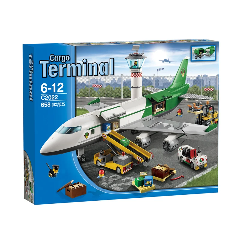 In Stock City Cargo Terminal Building Blocks Assemblaggio 658Pcs Airplane Bricks Toys For Children Set Regalo Di Natale