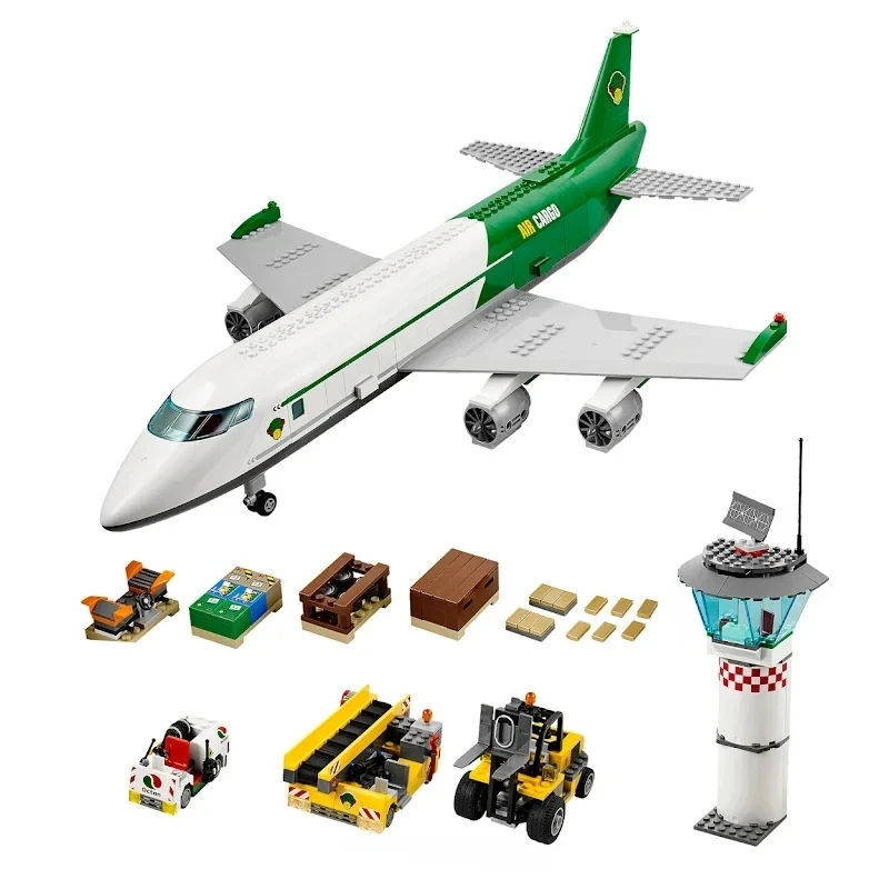 Modello Di Blocchi Di Costruzione Del Terminale Del Carico Dell'Aeroporto Della Città Che Monta I Giocattoli Dei Mattoni Dell'Aeroplano Per Il Regalo 