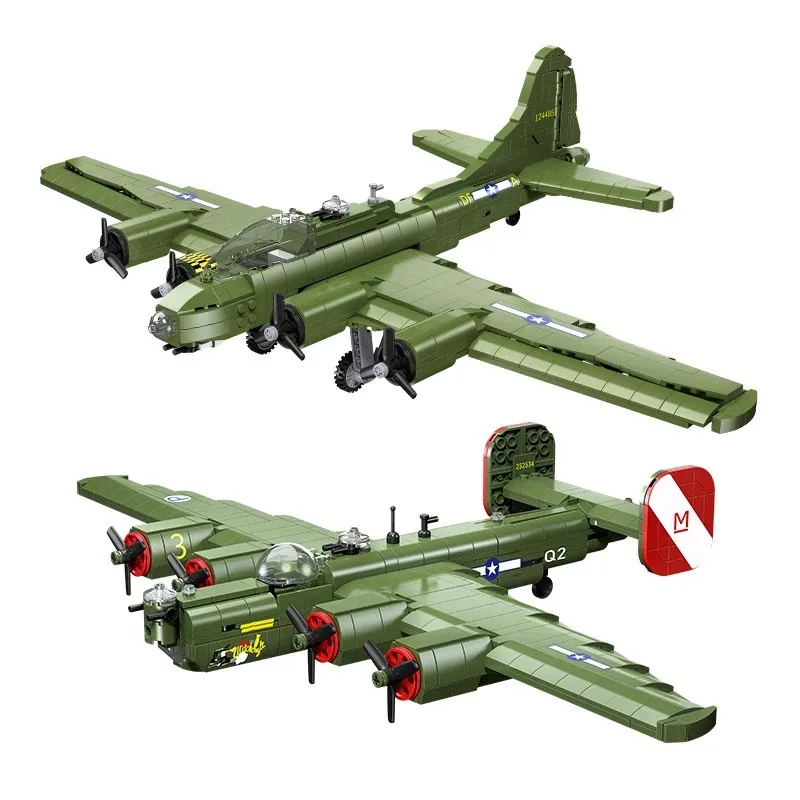 Wwii B-17 Bombardiere Tattico B-24 Liberator Fighter Military Aircraft Soldier Building Blocks Set Airplane Model Dolls Brick Toys