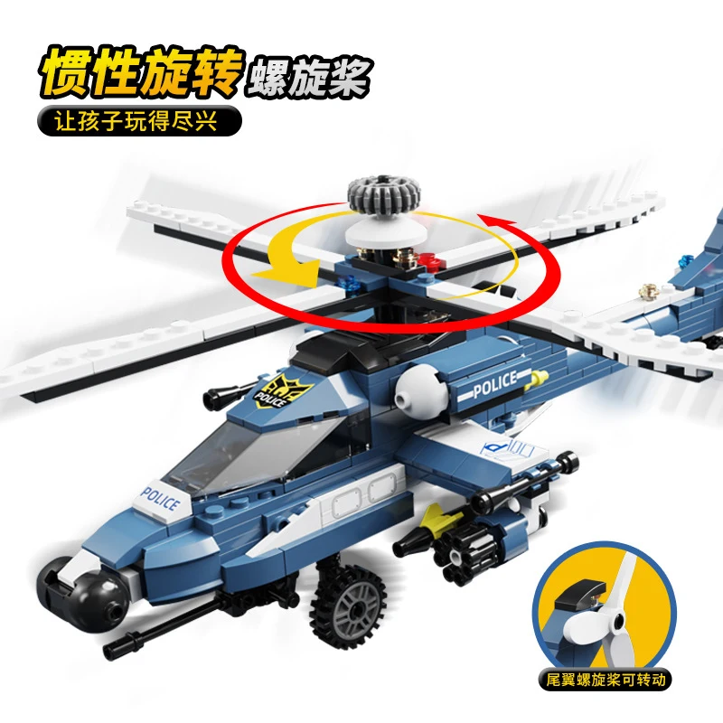 2024 Modern Military Boeing Ah-64 Apache Helicopter Model Fighter Aircraft Building Blocks Set Bambole Brick Kids Toys Gifts