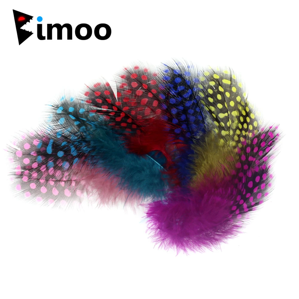 Bimoo 200 Pz/Pacco Infilate Naturale Guinea Fowl Piume Per Fly Tying Materiali Filanti Esche Collari Ecc 4 ~ 12 Centimetri 10 Colori