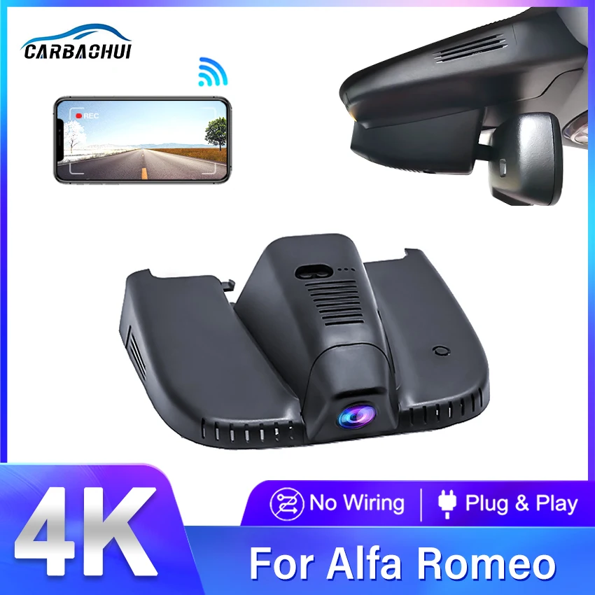 4K 2160P Plug And Play Car Dvr Videoregistratore Dashcam Per Alfa Romeo Giulia Quadrifoglio Gta Veloce Stelvio Quadrifoglio 2016-20