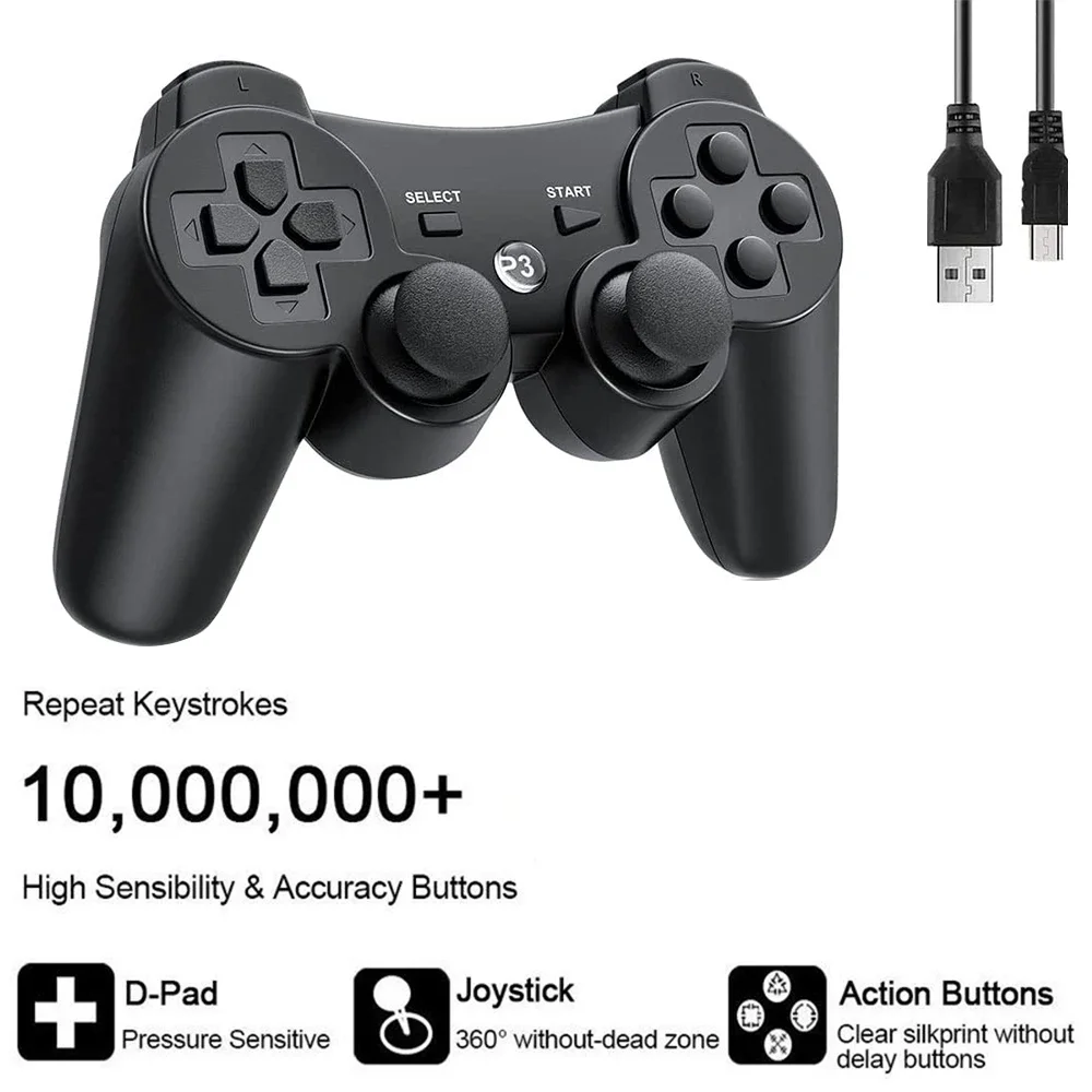 Per Sony Ps3 Wireless Controller Playstation 3 Bluetooth Gamepad Con Caricatore Usb Per Console Ps3 Mando Joystick E Gioco Per Pc