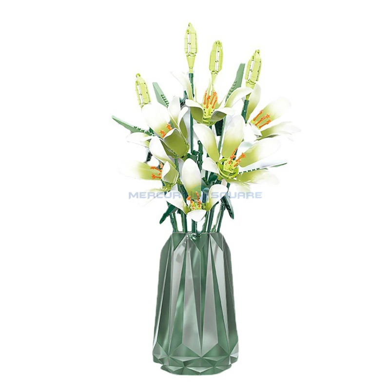 Green Lily Model Flower Arrangiamenti Bouque Botanical Moc Jk2695 Eternal Plant Building Blocks Idee Creative Mattoni Giocattolo Regalo