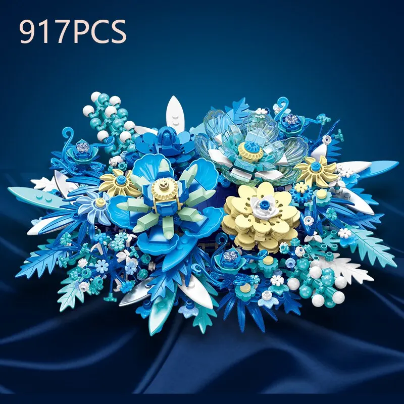 917Pcs Fantasy Eternal Flower Building Blocks Plant Flower Assembly Brick Creative Desktop Decoration Regalo Romantico Giocattolo Per Bambini