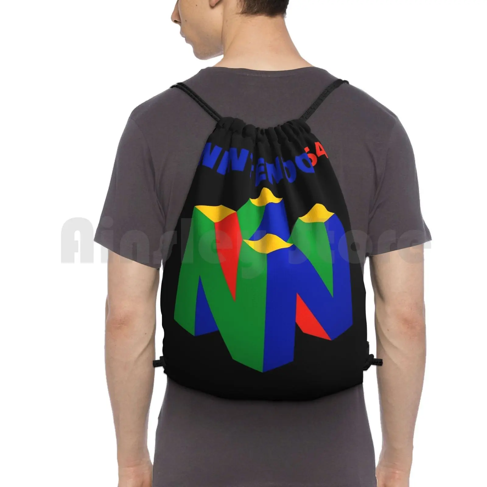 Nintendo 64 Classic Logo Zaino Borse Con Coulisse Borsa Da Palestra Impermeabile Playstation Xbox Gameboy Vintage