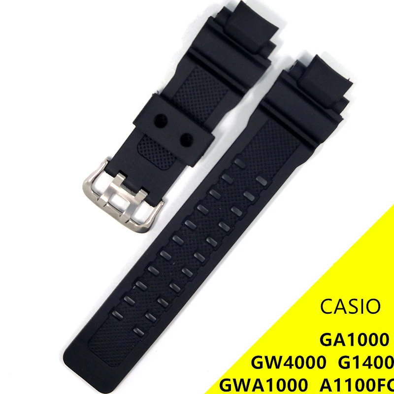 Cinturino In Pu Per Casio G-Shock Ga-1000 /Ga-1100 Gw-4000/Gw-A1100 G-1400 Cinturino Di Ricambio Impermeabile Per Cinturino Sportivo Nero