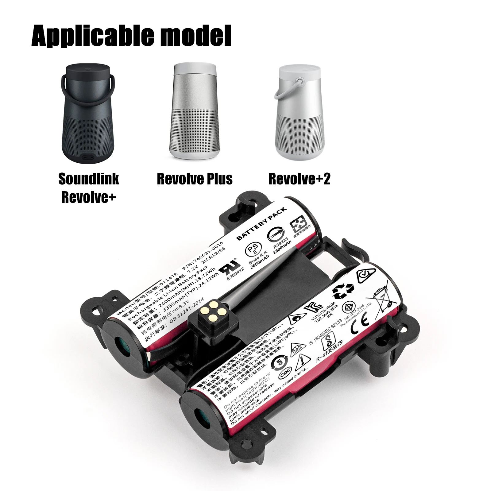 Batteria Altoparlante Bluetooth Per Bose Soundlink Revolve + Revolve Plus Revolve + 2 Plus 2, 071478 078068 071475