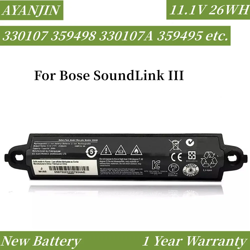 Batteria 11.1V 26Wh 359498 Per Bose Soundlink Iii 330107A 359495 330105 412540 Per Bose Soundlink Altoparlante Bluetooth Ii 404600