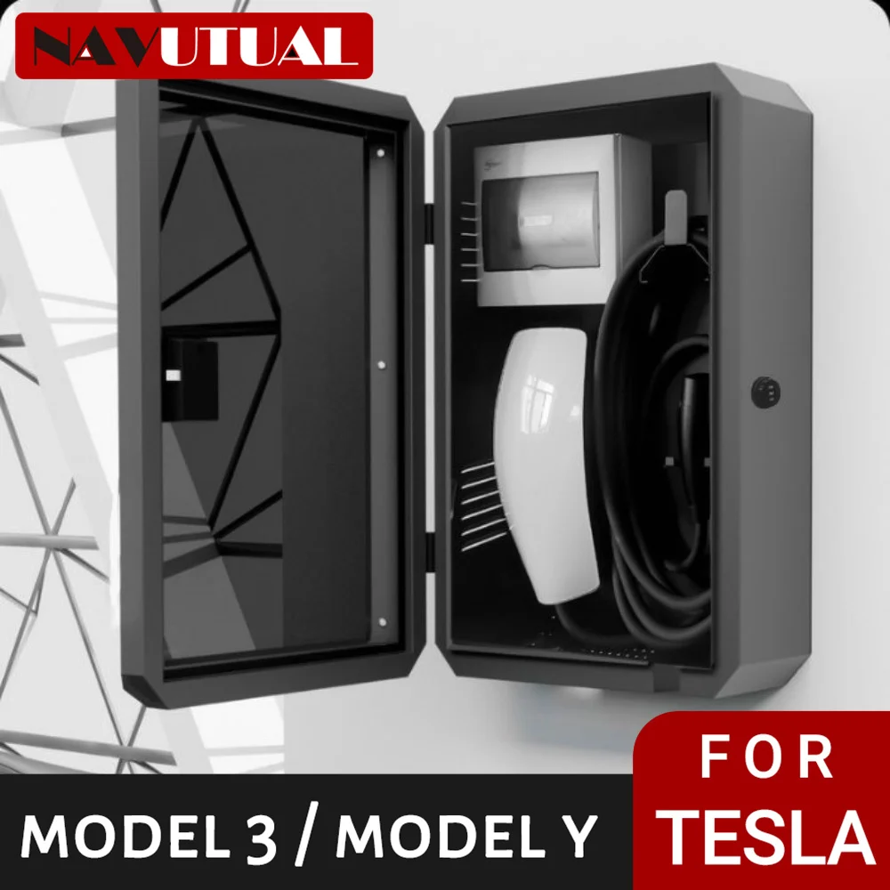 Per Tesla Model 3 Y S X Charger Station Box Connettore A Parete Scatola Di Protezione Di Ricarica Coperchio Del Caricatore Connettore Lock Box Imperme