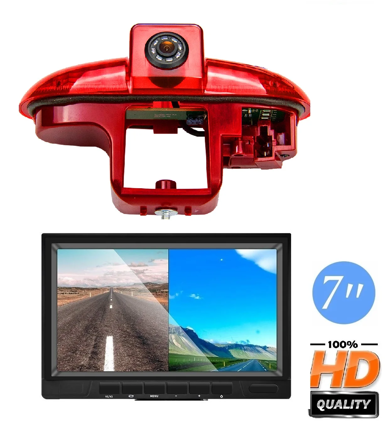 E9 Hd Luce Freno Fotocamera + 7 ''Monitor Per Transporter Renault Trafic Opel Combo C Vauxhall Vivaro A Primastar Fiat Talento