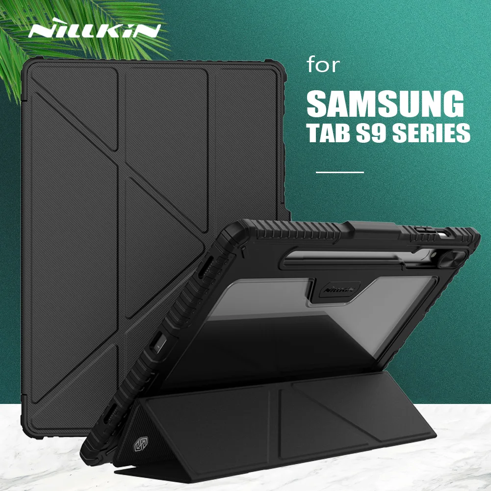 Nillkin Armor Bumper Per Samsung Galaxy Tab S9 / S9 Ultra / S9 Plus / S9 Fe Slide Camera Cover All Coverage Flip Leather Case