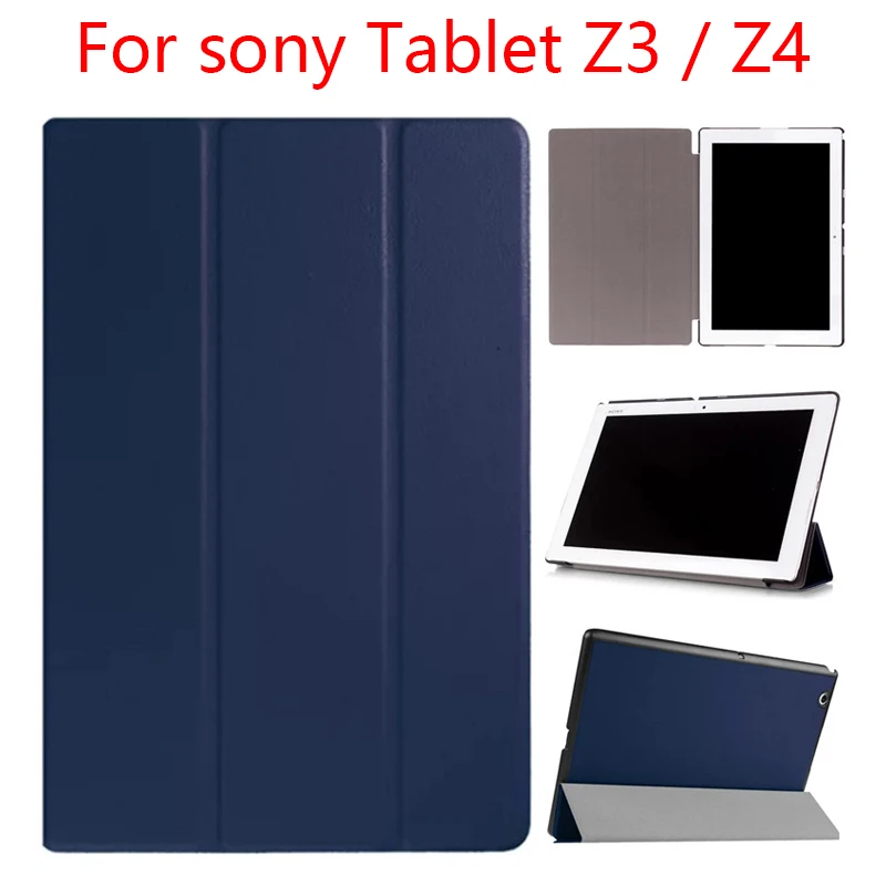 Custodia Per Sony Xperia Z3 Custodia Per Tablet Custodia Per Tablet Pieghevole In Pelle Pu Funda Per Sony Xperia Z3 Z4 Custodia Protettiva Blu/Nero