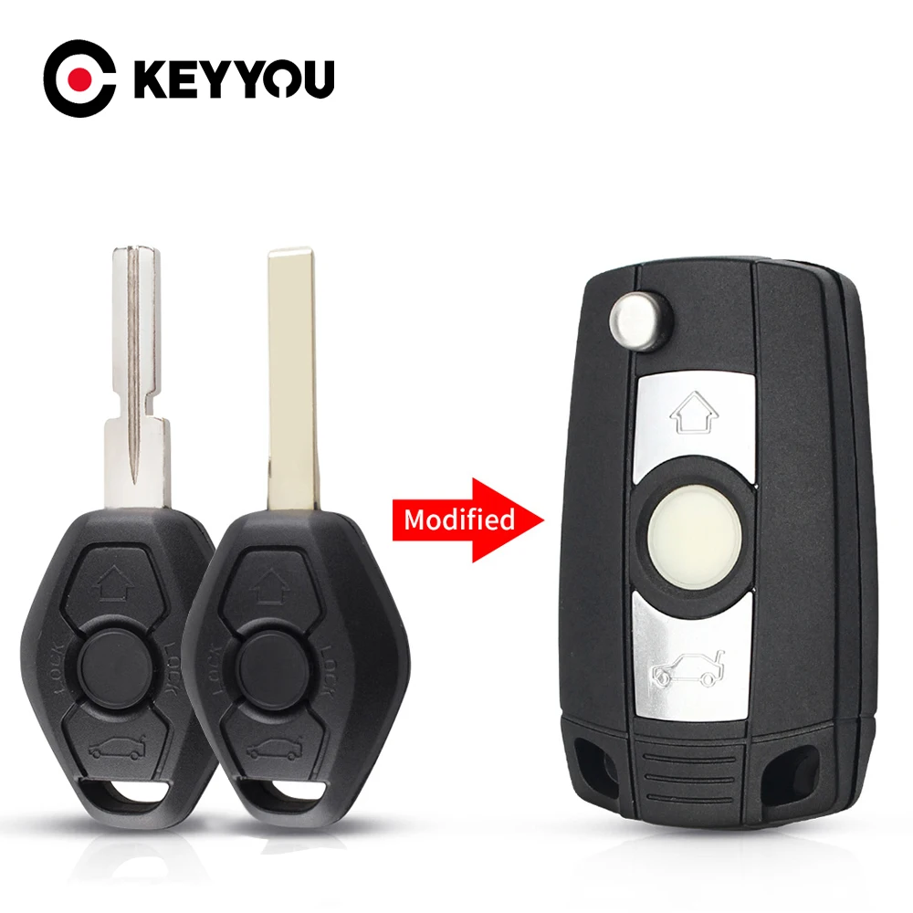 Keyyou Per Bmw Car Key Case Per Bmw 1 3 5 6 7 Series X3 X5 Z3 Z4 3 Button Modificato Flip Key Remote Fob Hu92/Hu58 Blade