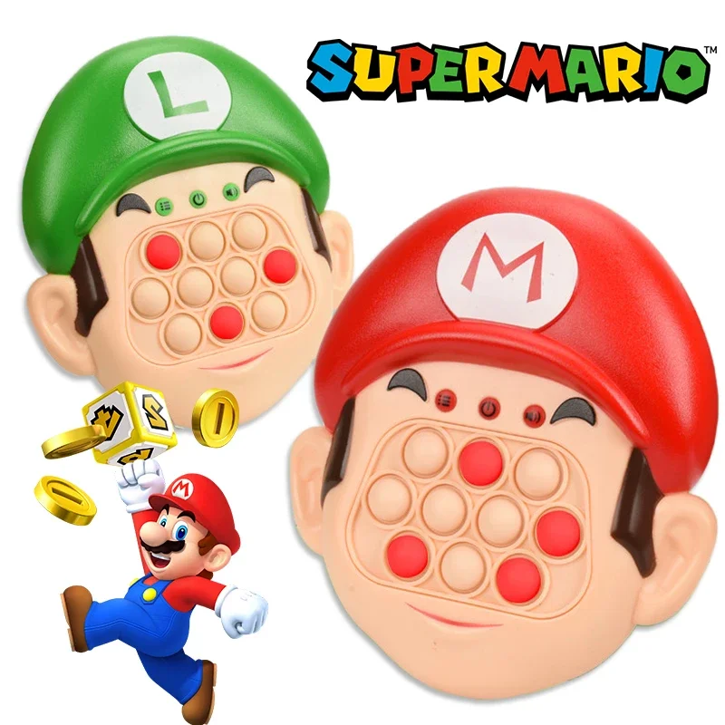 Super Mario Bros Push Game Pop Bubble Electronic Light Push Up Fidget Toy Luigi Boys Girls Kids Relief Sensory Anti Stress Toys