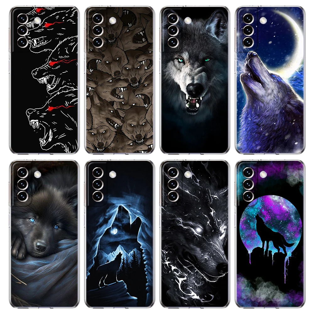 Custodia Per Telefono Moon Roaring Wolf Per Samsung Galaxy S23 S22 S21 S20 Ultra Fe S22 S21 S20 S10 S9 Capas Soft Shell Trasparente