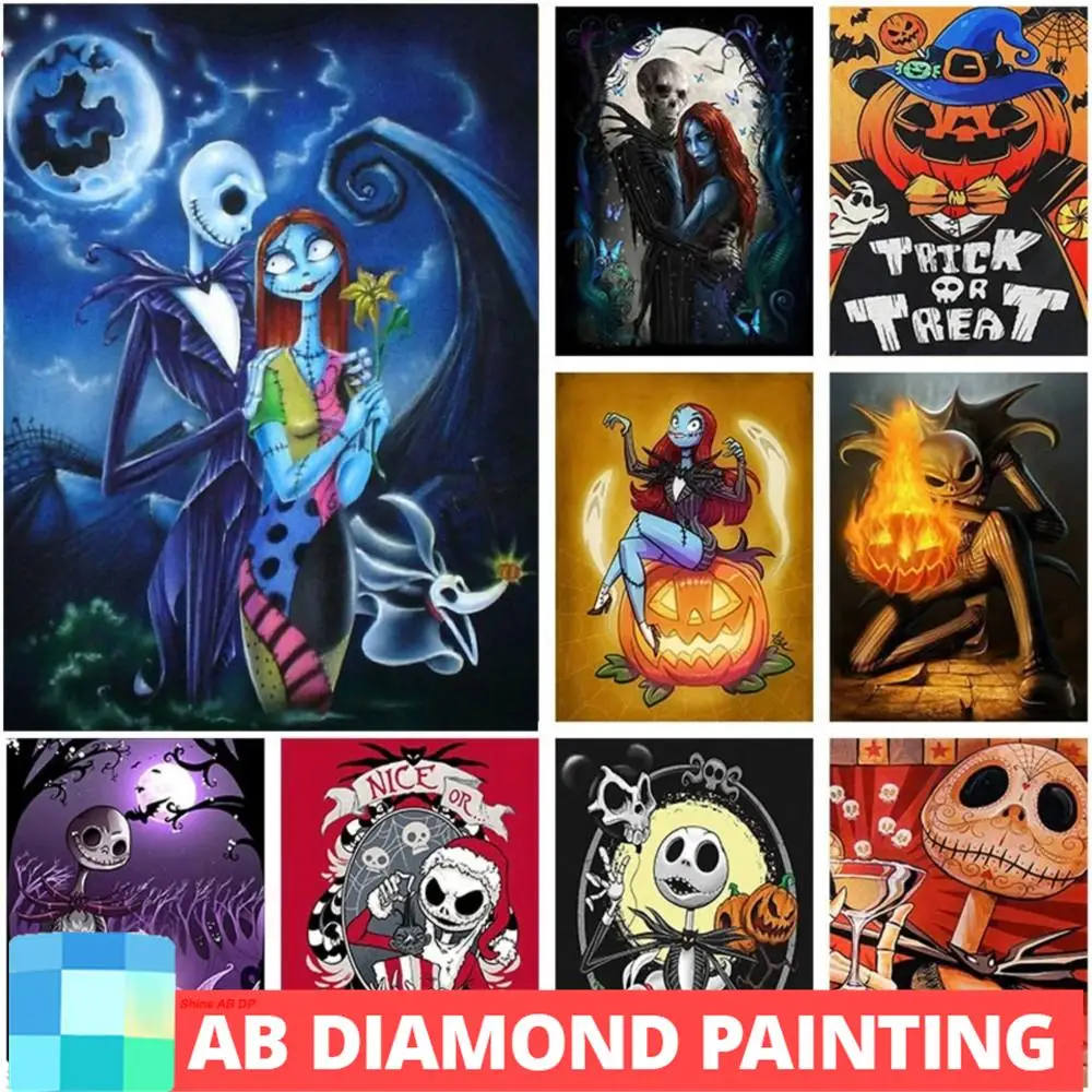 Fai Da Te 5D Disney Northern Lights Drill Diamond Painting The Nightmare Before Christmas Sally Jack Mosaic Cross Home Decor Halloween