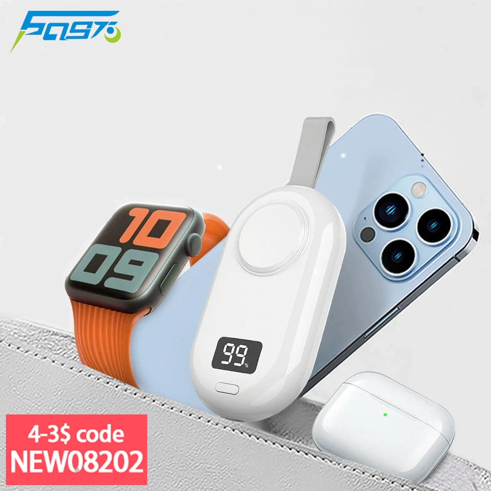 Portachiavi Power Bank Per Apple Watch Series 8/Uitra/7/6/5/4/3/2/Se/Nike Iwatch Batteria Di Ricambio Caricatore Wireless Magnetico 2000Mah