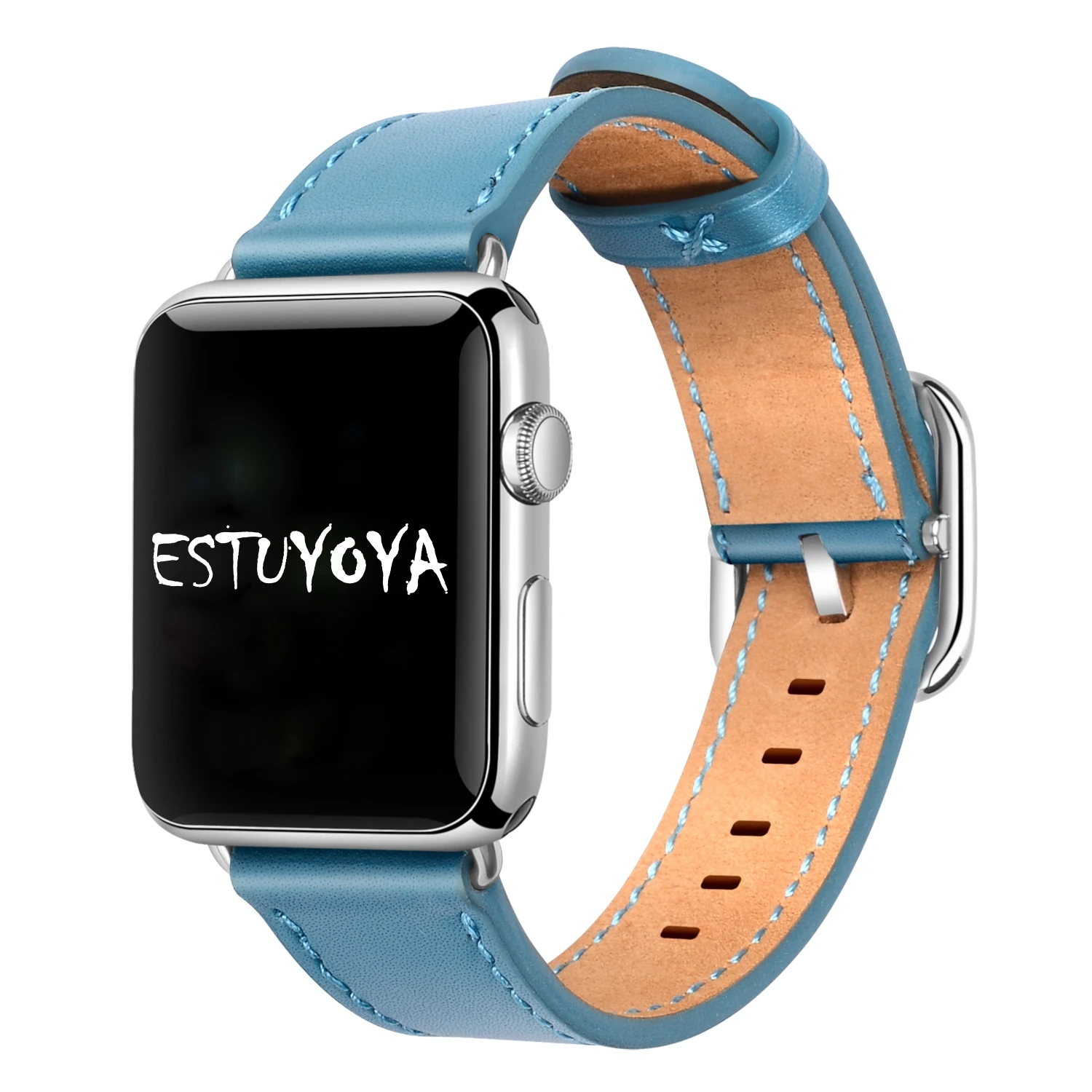 Cinturino In Pelle Compatibile Con Apple Watch Series 7 / 6 / 5 / 4 / 3 / 2 / 1 / Se / Nike + + Fibbia Fine Ed Elegante Fibbia In Acciaio Inossidabile