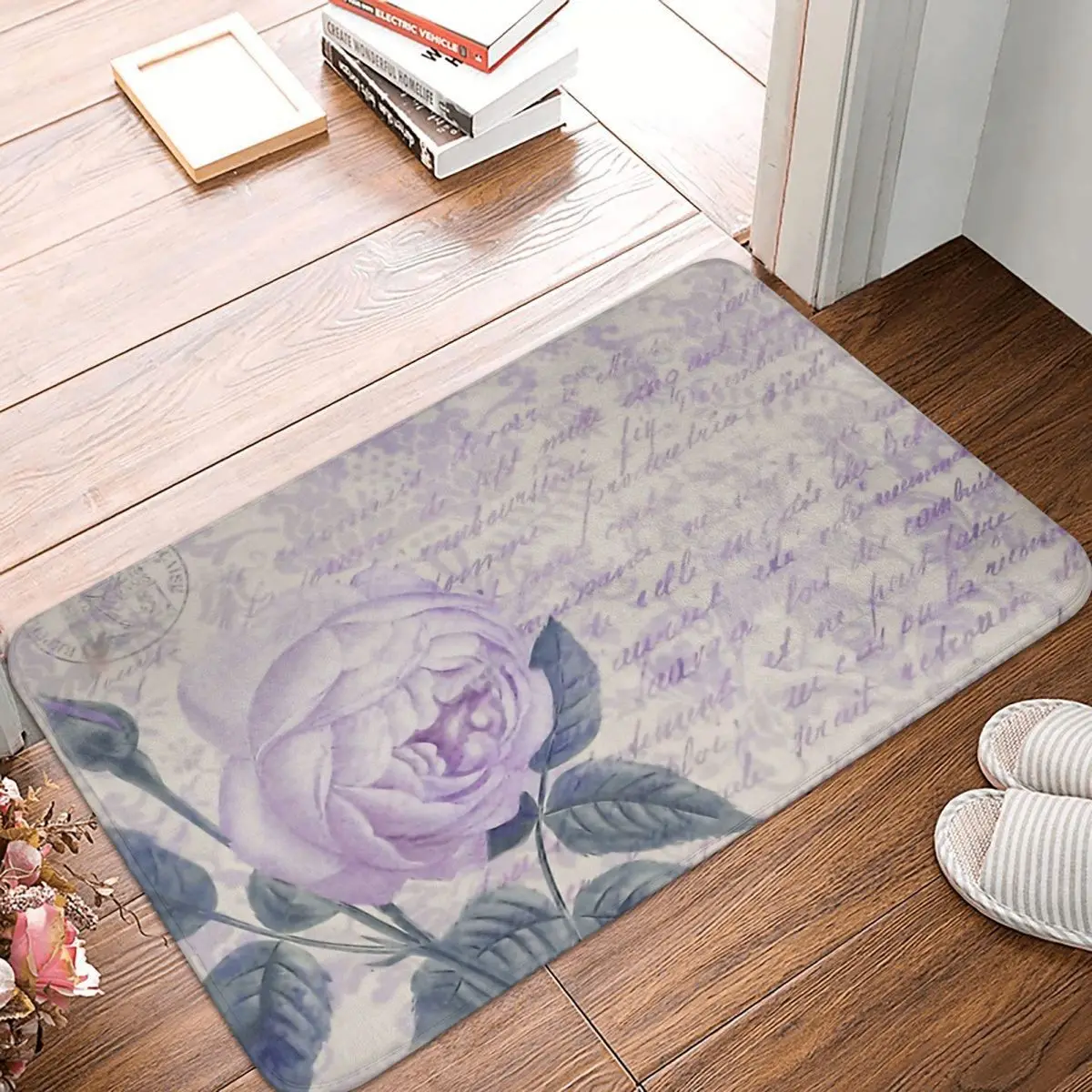 Pallido Lavanda Shabby Chic Zerbino Antiscivolo Cucina Matflower Balcone Tappeto Tappeto Di Benvenuto Camera Da Letto Decorativo