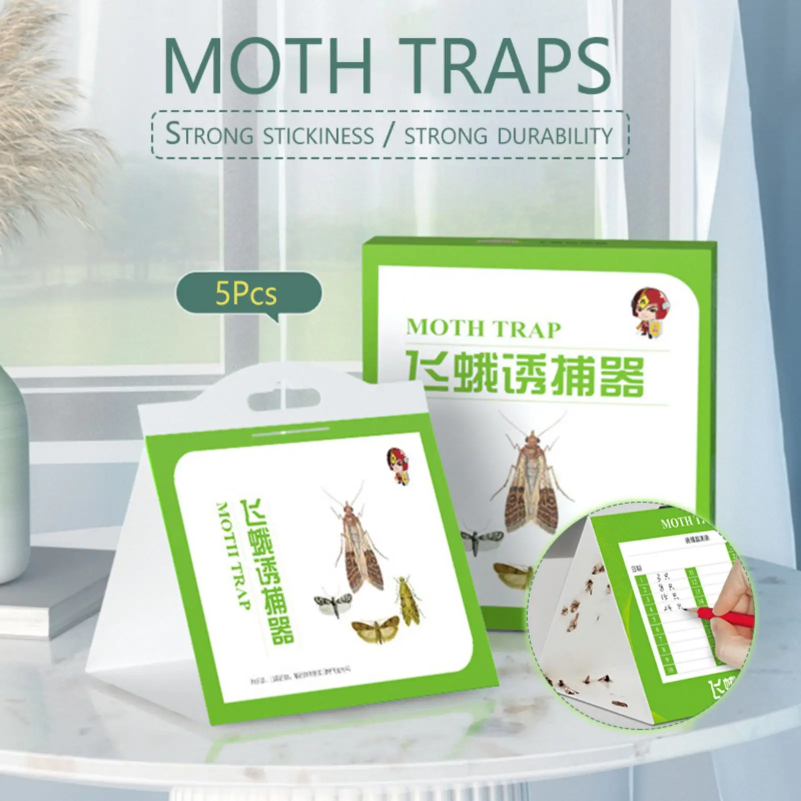 5Pcs Tarme Feromoni Killer Moth Feromoni Trappola Vestiti Dispensa Cibo Colla Appiccicosa Trappola Parassiti Rifiuta Insetti Volanti
