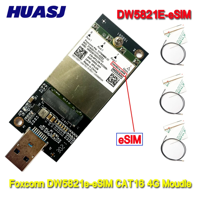 Huasj T77W968 Per Dell Dw5821E- Ssim Lte Cat16 4G Modulo Scheda Wwan Per Latitude 5420 5424 7424 Robusto Latitude 7400 / 7400 2-In