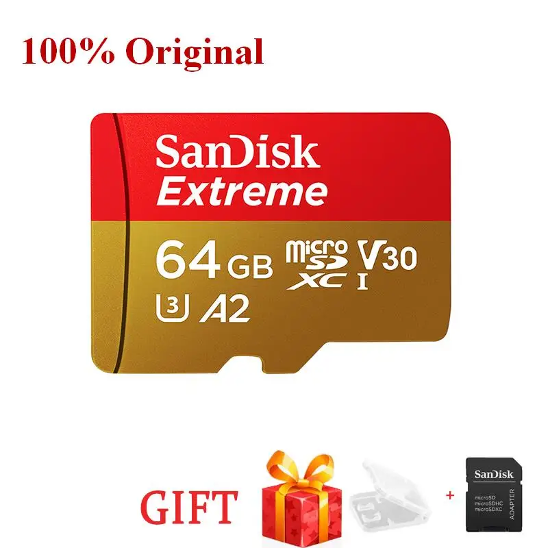 100% Sandisk Extreme Microsd Card U3 A2 Scheda Di Memoria V30 32G 64G 128G 256Gb Scheda Tf Originale A1 Per Fotocamera 512Gb 1Tb Sdxc Tf