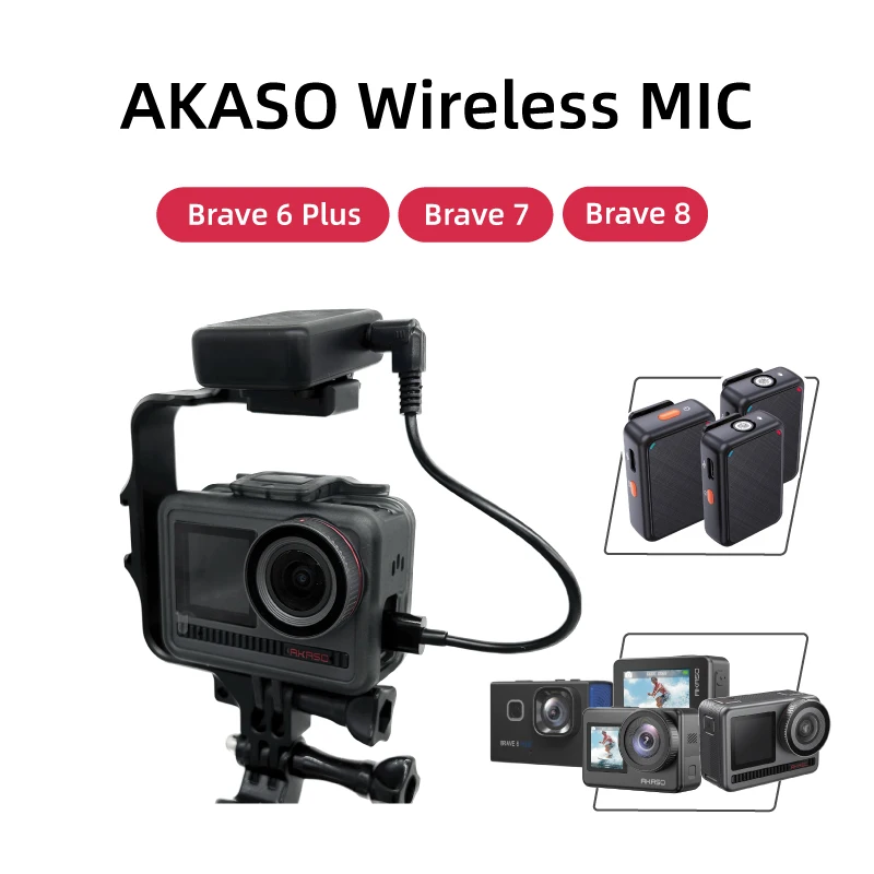 Microfono Wireless Mic Ciclismo Moto Mic Per Akaso Brave 7 /Brave 8/Brave 6 Plus Action Camera Accessori Hifi Sound Mic