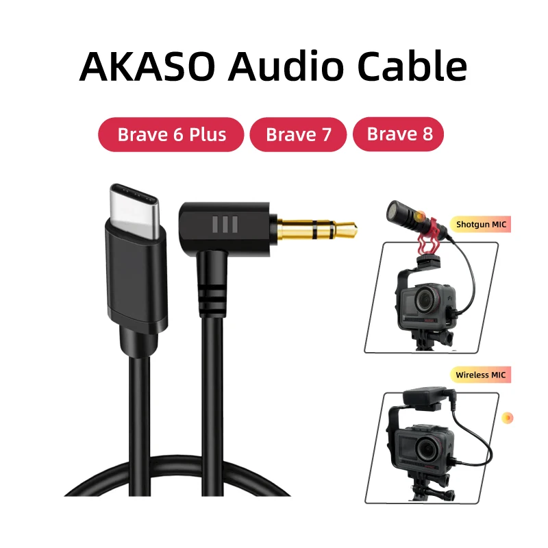 Cavo Audio Per Microfono Esterno Di Tipo C Brave8 Adattatore Per Microfono Per Akaso Brave 7 /Brave 8/Brave 6 Plus Accessori Per Action Cam